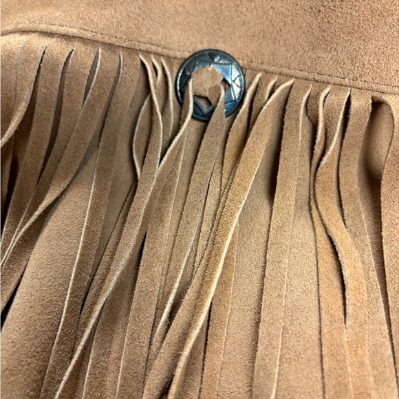 Vintage Burlington Tan Suede Fringe Jacket Size Small - Picture 5 of 8